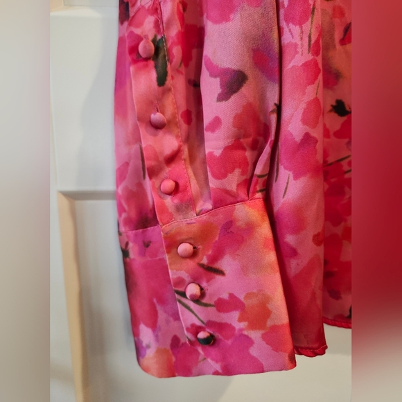 Zara Pink Floral Button-Up Blouse - Picture 5 of 7